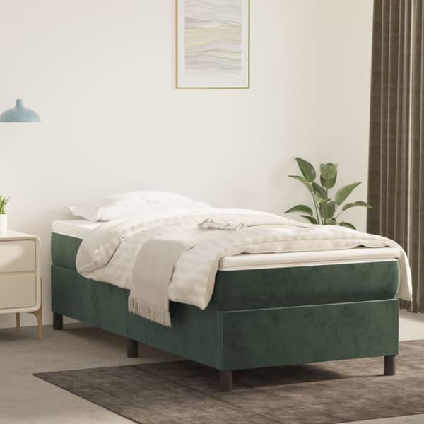 Boxspring-sängram mörkgrön 100x200 cm sammet