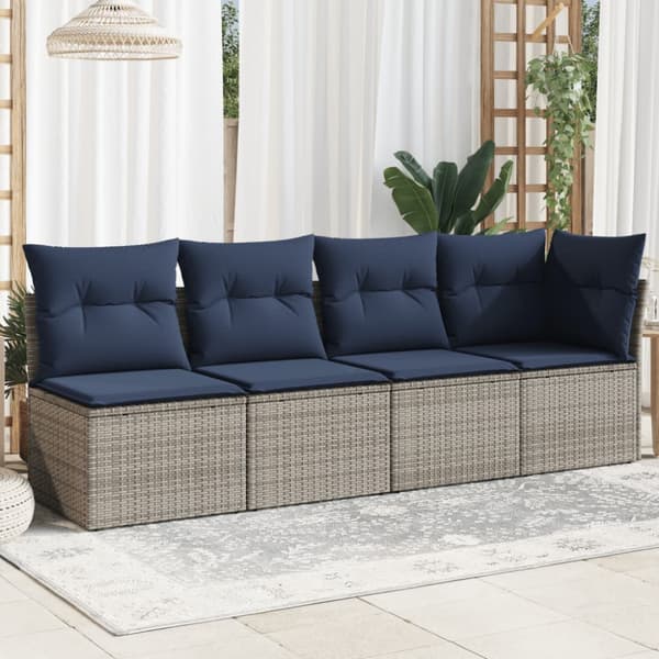 Trädgårdsoffa med kudde Grå 227 x 62 x 69 cm konstrotting