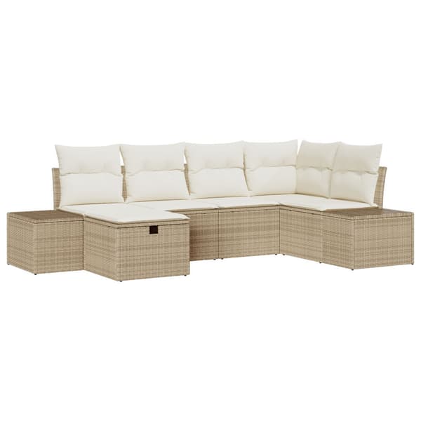 Trädgårdsoffset 6 st Beige konstrotting