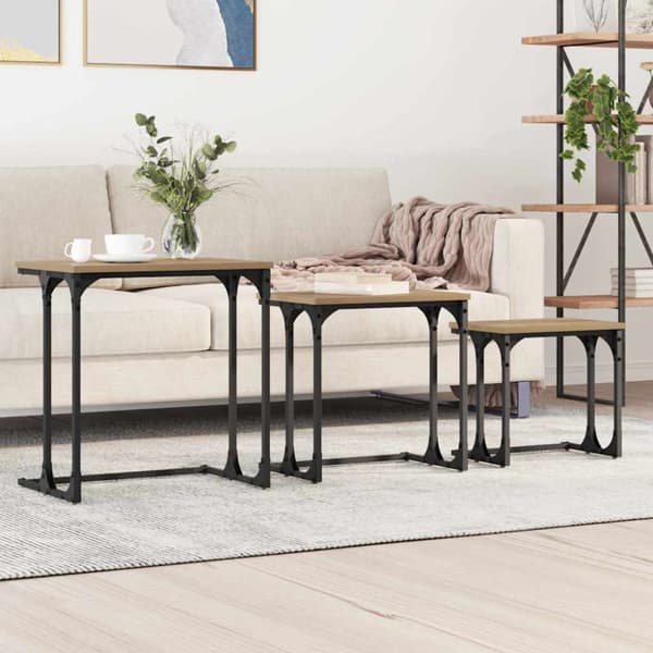 Nesting Kaffe Bord 3 pcs artisan ek Konstruerat trä