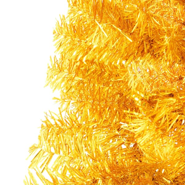 Smal halv plastgran med stativ guld 240 cm