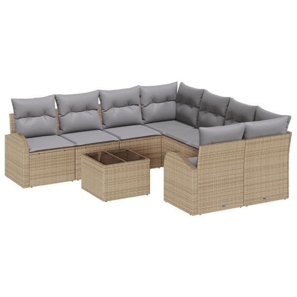 Soffset med kudde med lagring 9 pcs Beige och Grå konstrotting