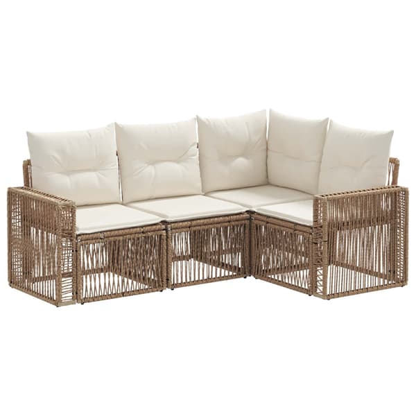 Trädgårdsoffset 4 pcs Beige och krämvit konstrotting