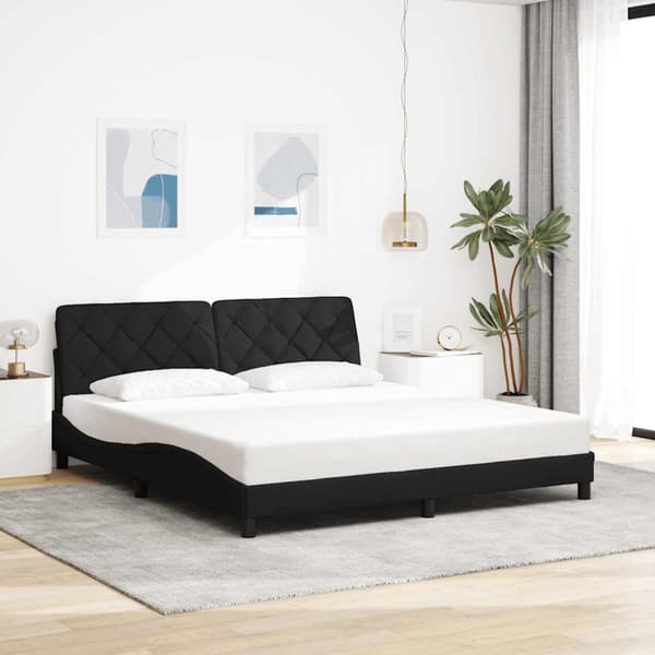 Bed Frame with LED without Mattress Black 180x200 cm Fabric