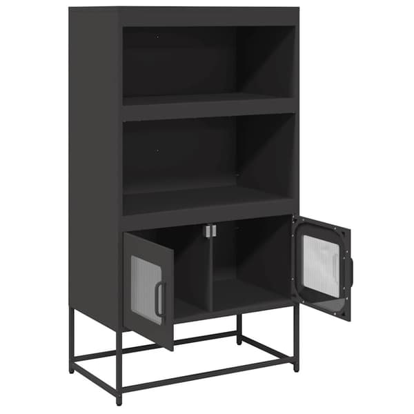 Highboard svart 68x39x123 cm stål