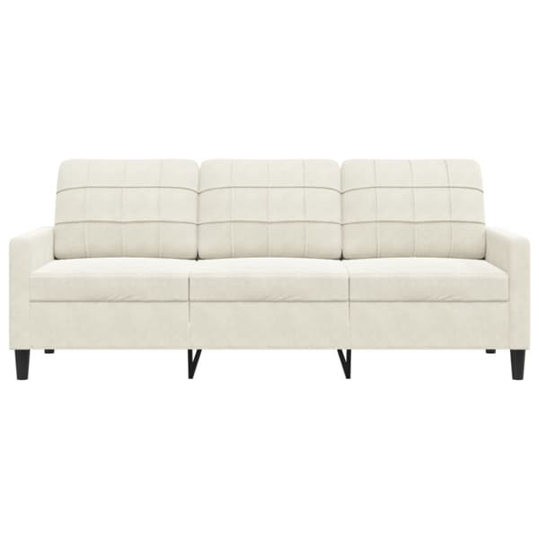 3-sitssoffa gräddvit 180 cm sammet