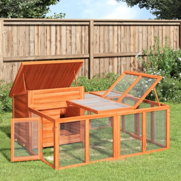 Kaninbur brun 144x123x67,5 cm massiv furu