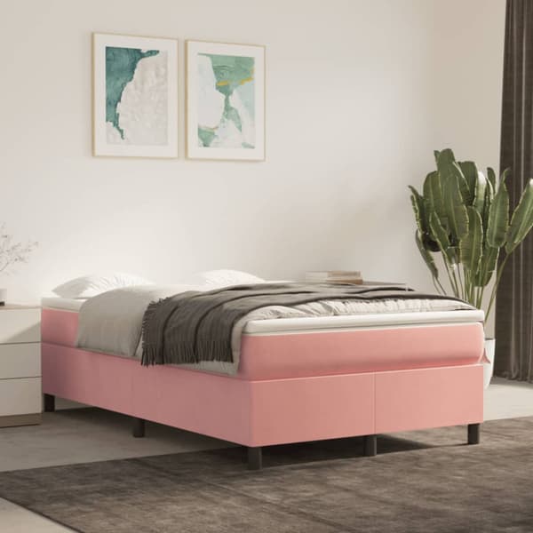 Ramsäng med madrass rosa 120x190 cm sammet