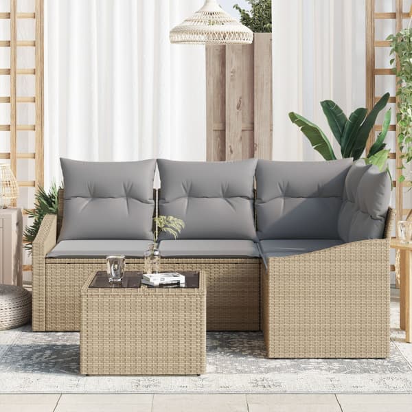 Soffset med kudde 5 pcs Beige konstrotting