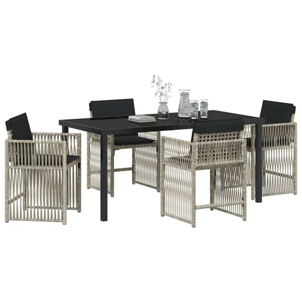 Trädgårdsmöbelset 5 pcs Ljusgrå konstrotting