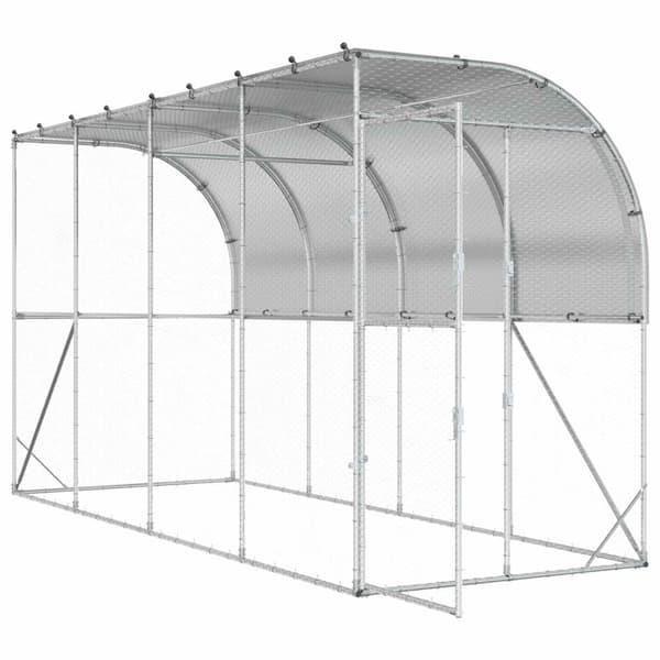 Hönshus mot Vägg Silver 600 x 150 x 215 cm Galvaniserat stål