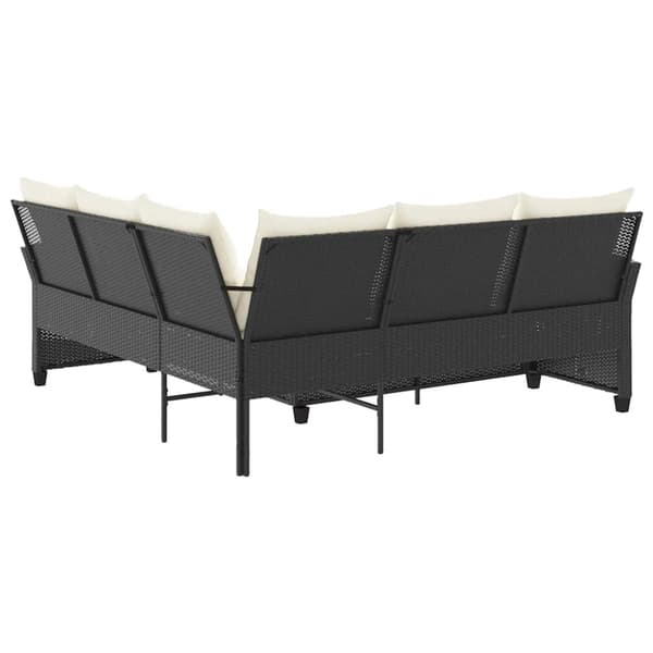 L-formad soffsoffa med kuddar svart konstrotting