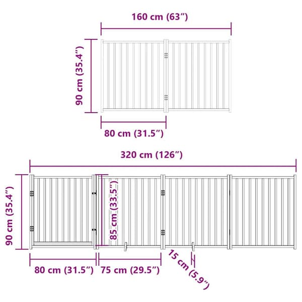 Hundgrind med dörr vikbar 12 paneler brun 960 cm poppel