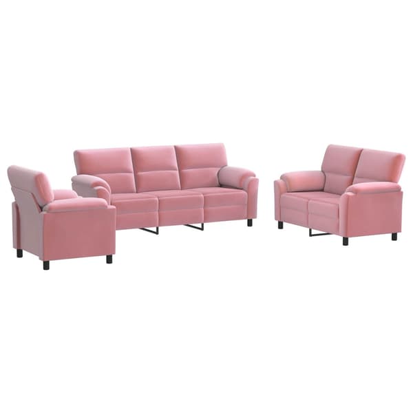 Soffset 3 st Rosa Sammet