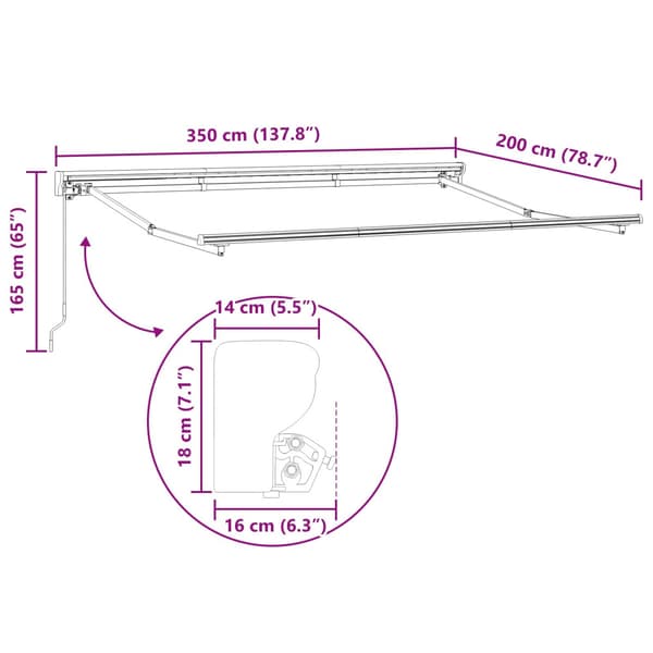 Manuell Utdragbar Markis Vit 3,5 x 2 m