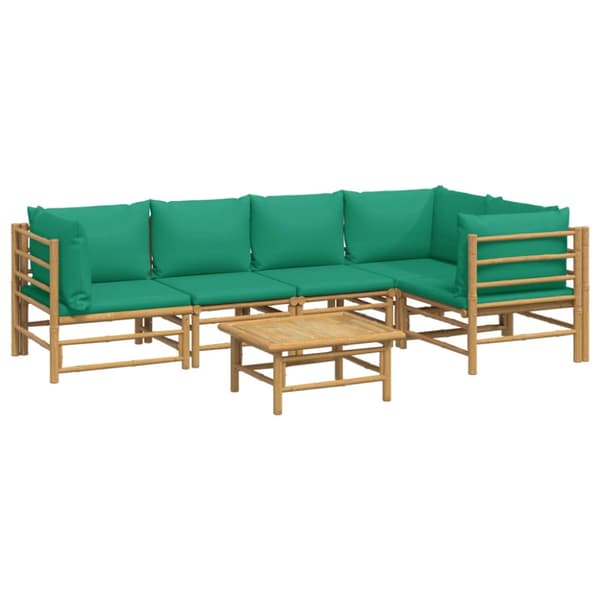 Loungegrupp 6 delar gröna dynor bambu