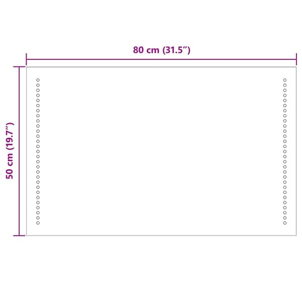 LED Badrumsspegel Transparent 80 x 50 cm härdat glas