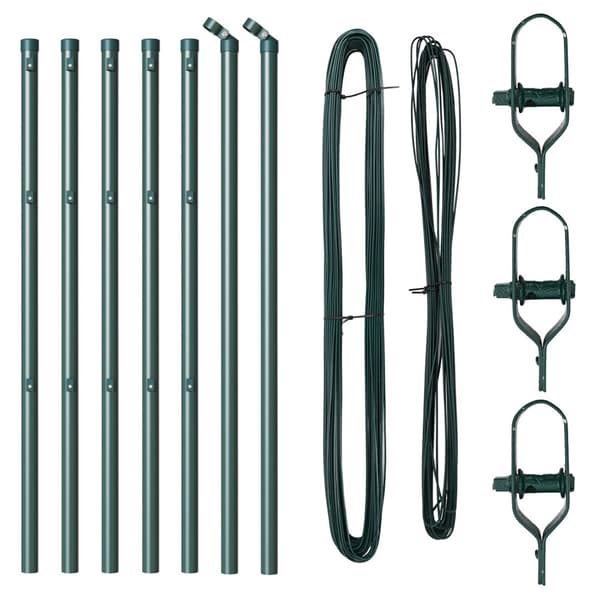 Stängselstolpe 7 pcs Grön Stål