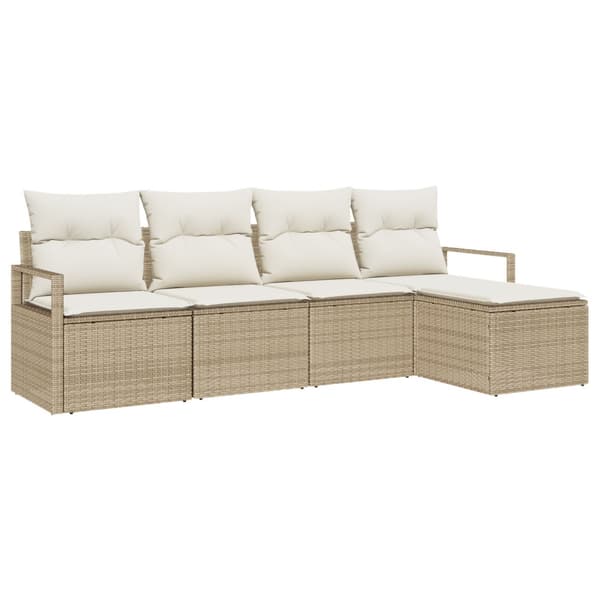 Soffset med kudde 5 pcs Beige och gräddfärgad konstrotting