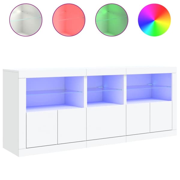 Skänk med LED-belysning vit 162x37x67 cm