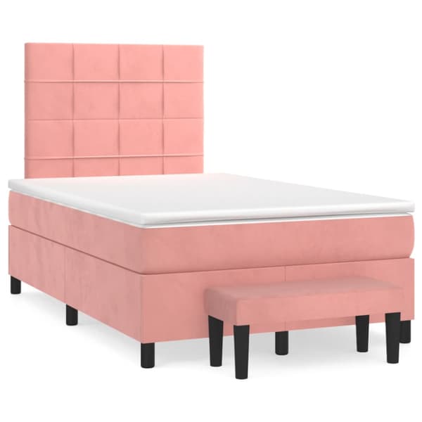 Ramsäng med madrass rosa 120x200 cm sammet