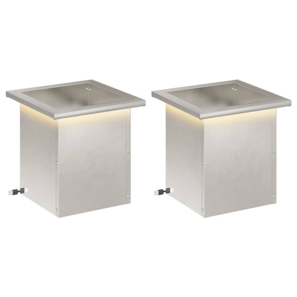 Odlingslåda med LED 2 st Silver 30 x 30 x 30 cm Rostfritt stål