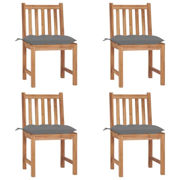 Trädgårdsstolar 4 st med dynor massiv teak