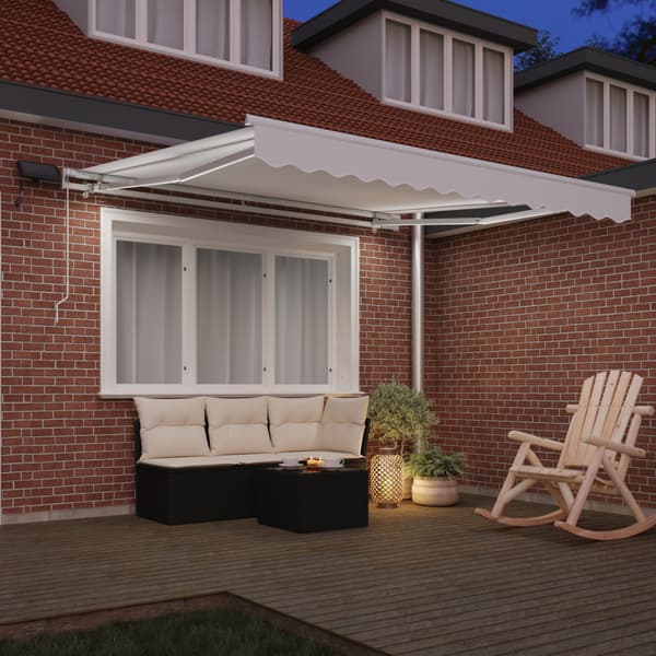 Utfällbar markis Vit 350 x 250 cm Tyger och Stål