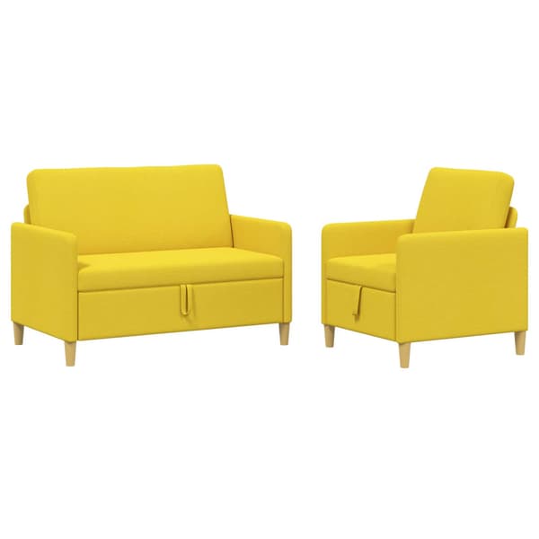 Soffgrupp med förvaring 2 pcs Ljusgul Polyester