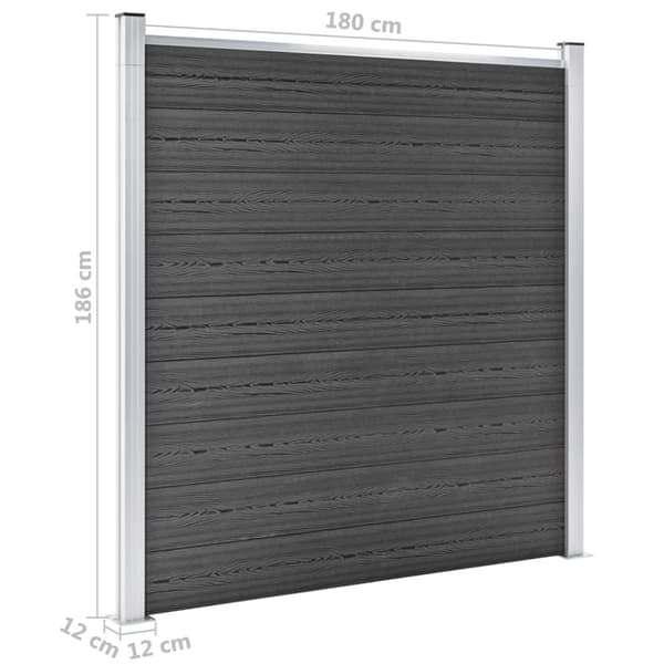Staketpanel WPC 872x186 cm svart
