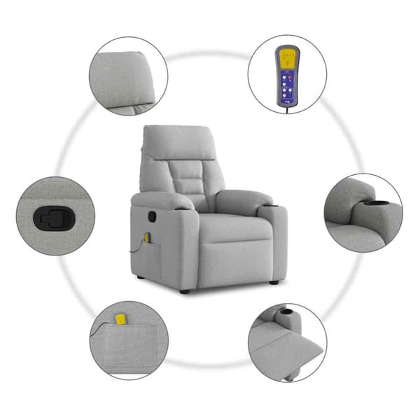 Massagefåtölj molngrå tyg