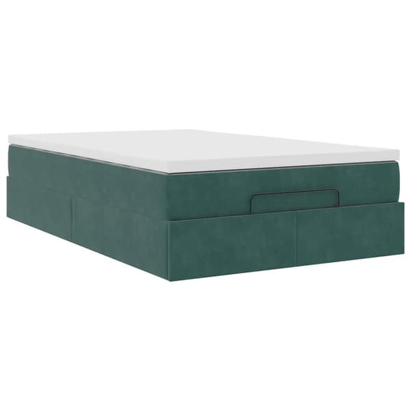 Ottoman sängram med madrass mörkgrön 120x200 cm sammet