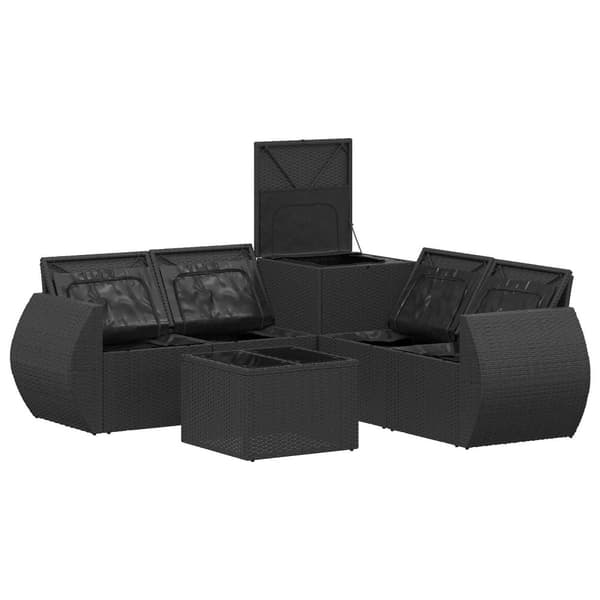 Soffset 6 st Svart Poly Rattan och stål