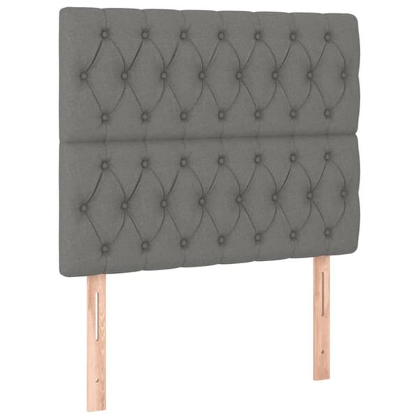 Sänggavel LED mörkgrå 90x7x118/128 cm tyg