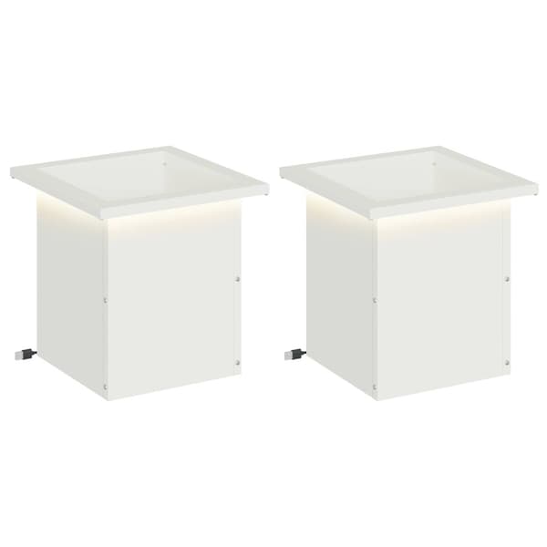 Odlingslåda med LED 2 st Vit 30 x 30 x 30 cm Stål