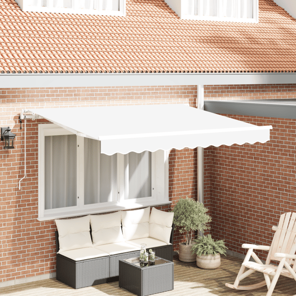 Utfällbar markis Vit 350 x 200 cm tyg