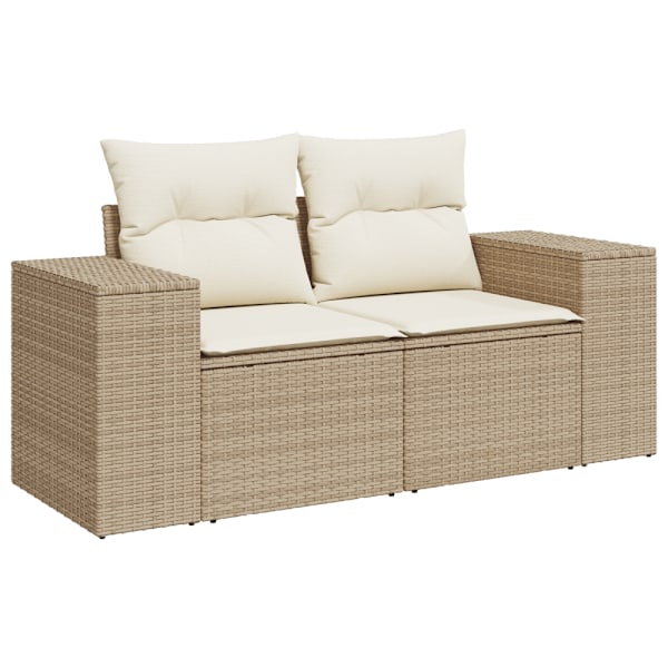 Trädgårdsoffset 9 pcs Beige och gräddfärgad konstrotting