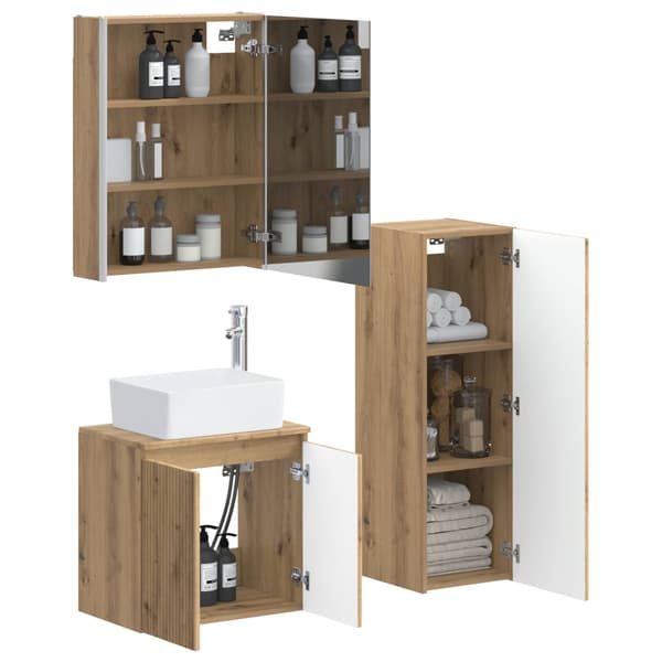 Badrumsmöbelset 4 pcs Artisan-ek Konstruerat trä och glas
