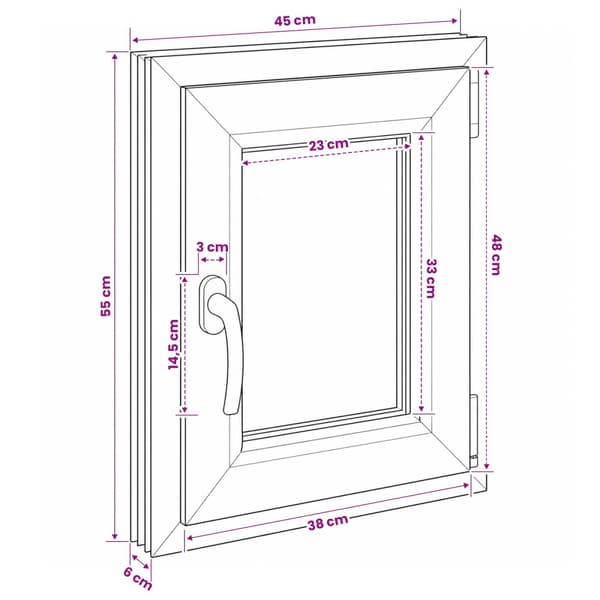 Källarfönster RISOR 50 x 55 cm PVC och glas