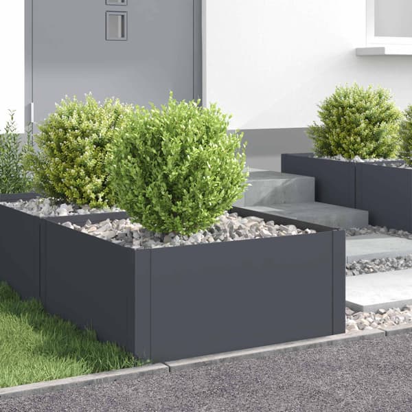 Kant för gräsmatta 4 pcs 60 x 60 x 35 cm Stål Antracit