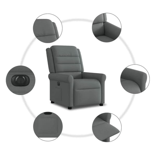 Elektrisk reclinerfåtölj mörkgrå tyg