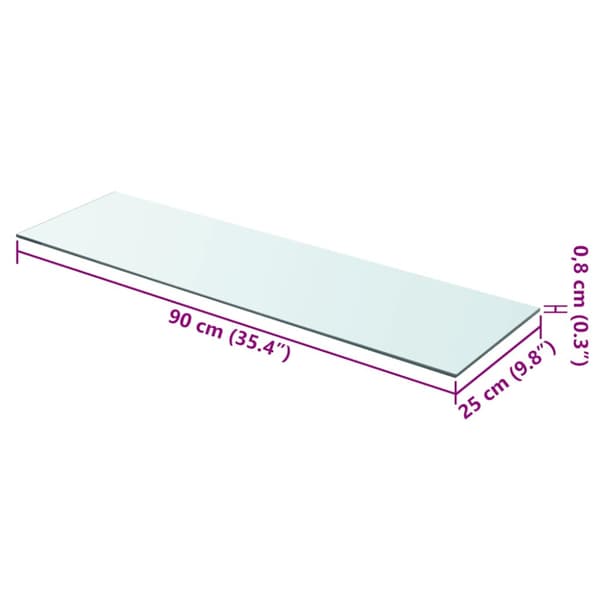 Hyllplan 2 st glas genomskinlig 90x25 cm