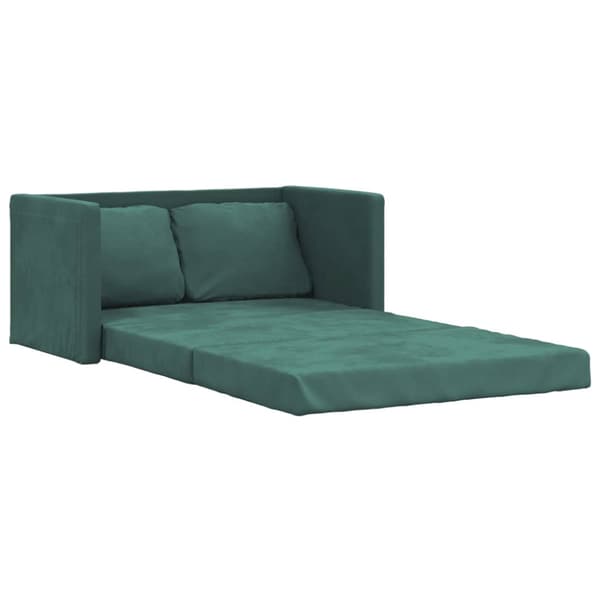 Golvbäddsoffa 2-i-1 mörkgrön 122x204x55 cm sammet