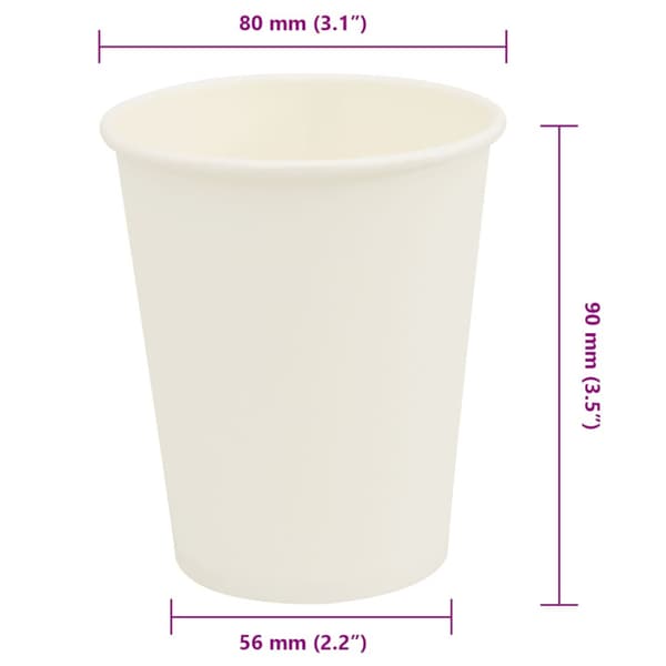 Kaffekoppar i papper 1000 st 8oz 200ml vit