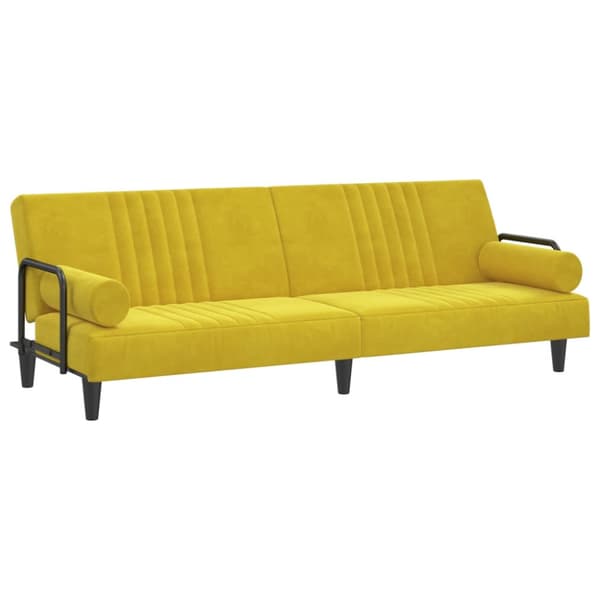 Bäddsoffa med armstöd gul sammet