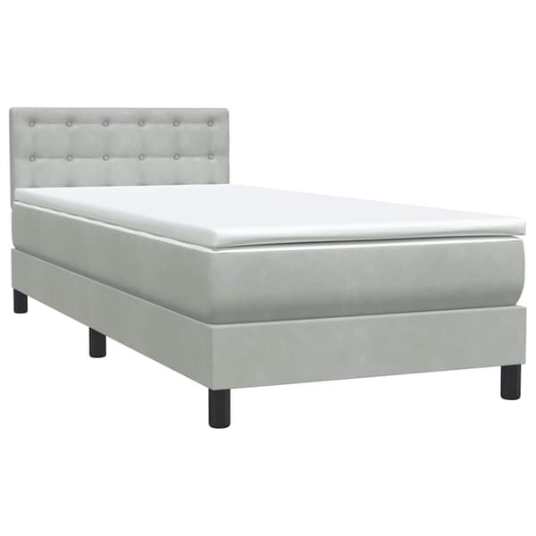 Ramsäng med madrass ljusgrå 80x220 cm sammet