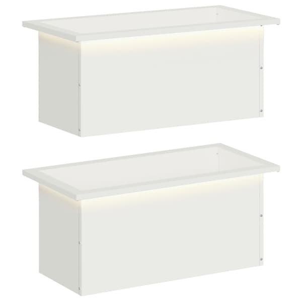 Odlingslåda med LED 2 st Vit 30 x 60 x 30 cm Stål