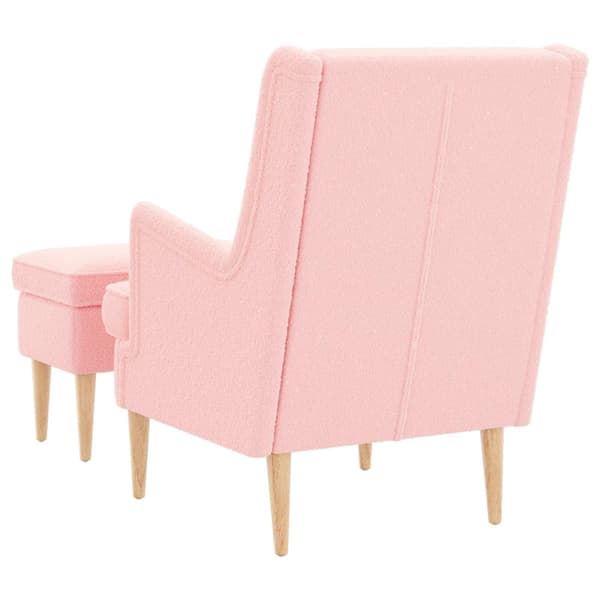 Fåtölj med fotpall 2 st Rosa Bouclé