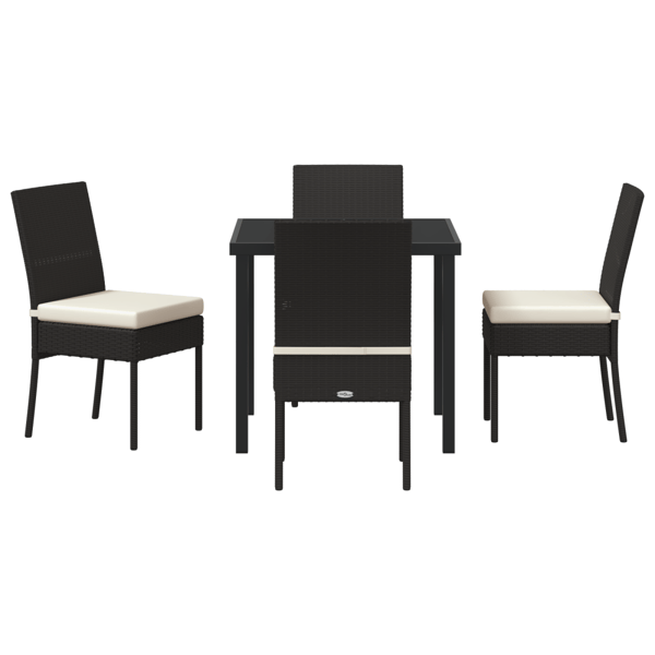 Trädgårdsmöbelset 5 pcs Svart Pulverlackerat stål