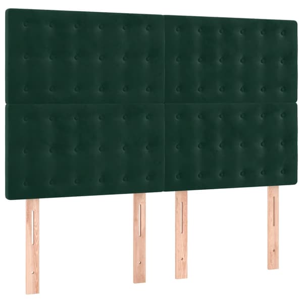 Ramsäng med madrass mörkgrön 140x190 cm sammet